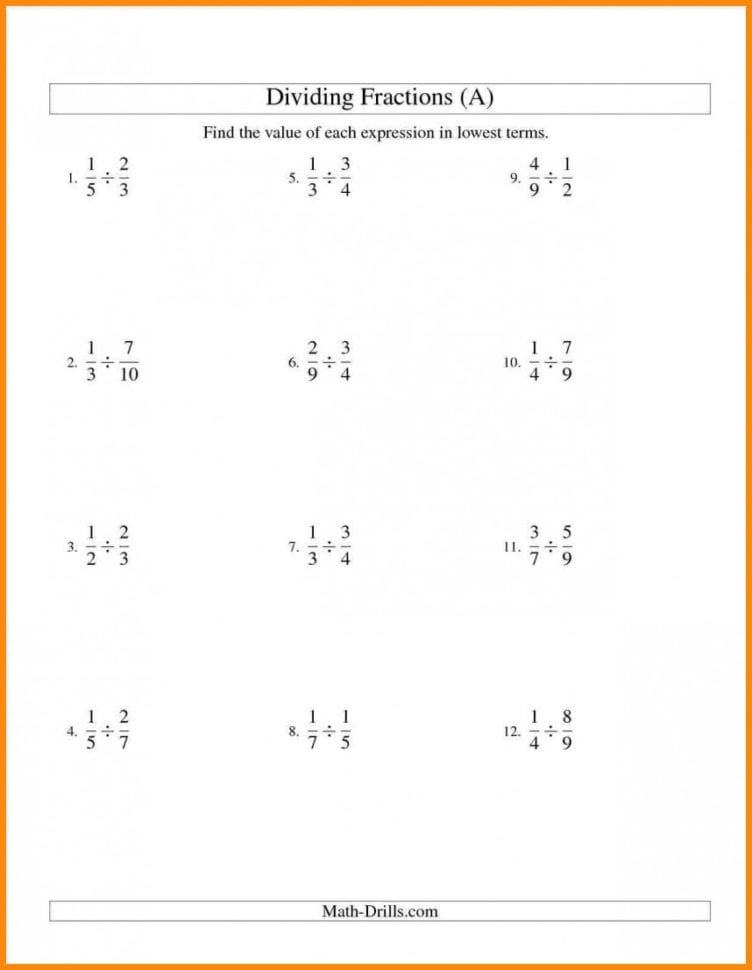 014 Dividing Fractionssheet Multiplying And Negative Numbers