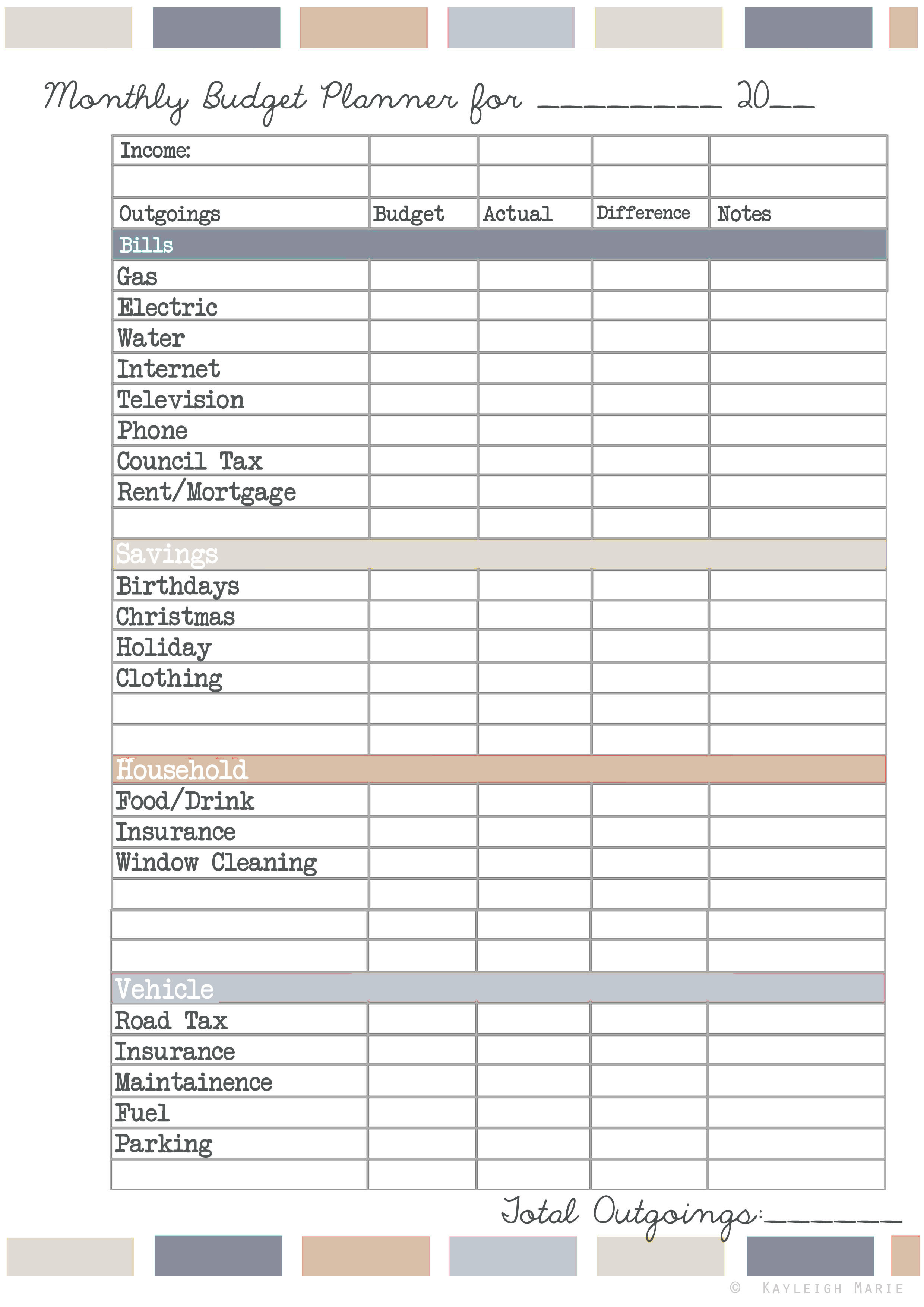 Home Budget Planning Worksheets Db excel