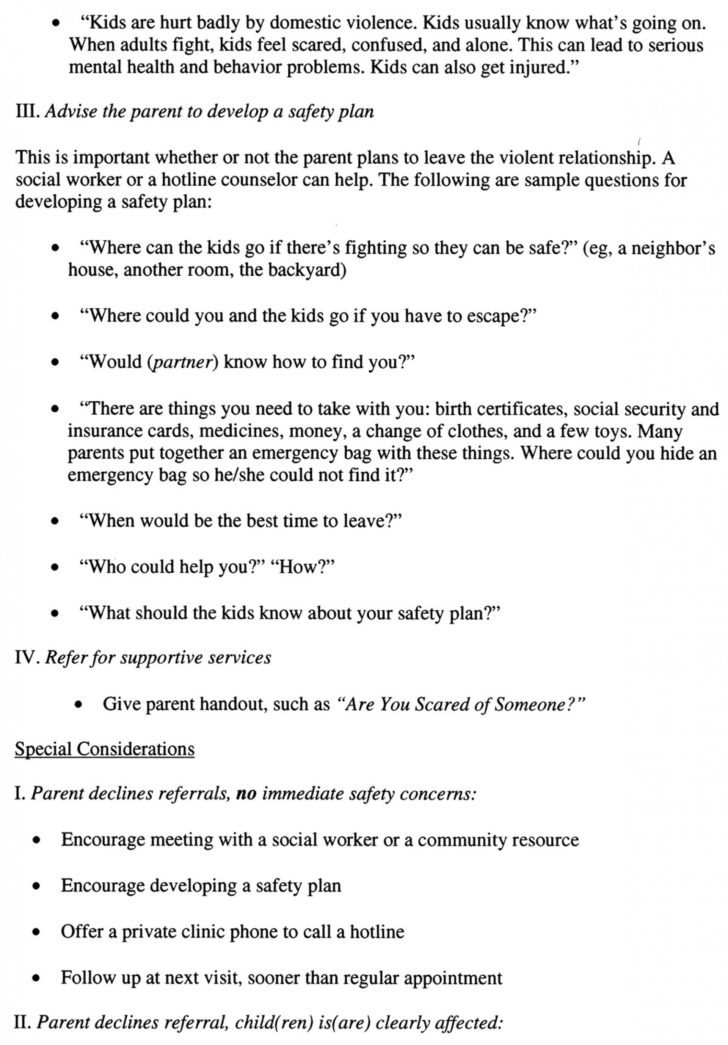 Domestic Violence Safety Plan Worksheet