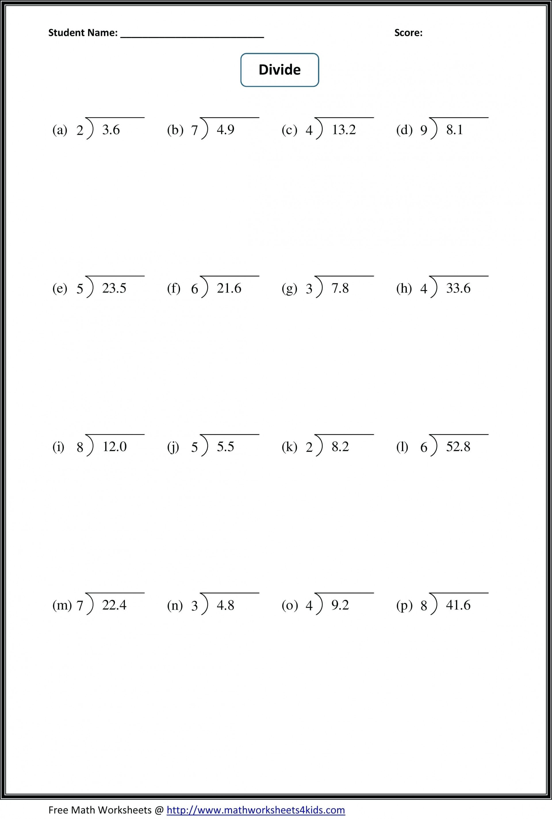 015 Worksheet Multiply And Divide Decimals 20Worksheet