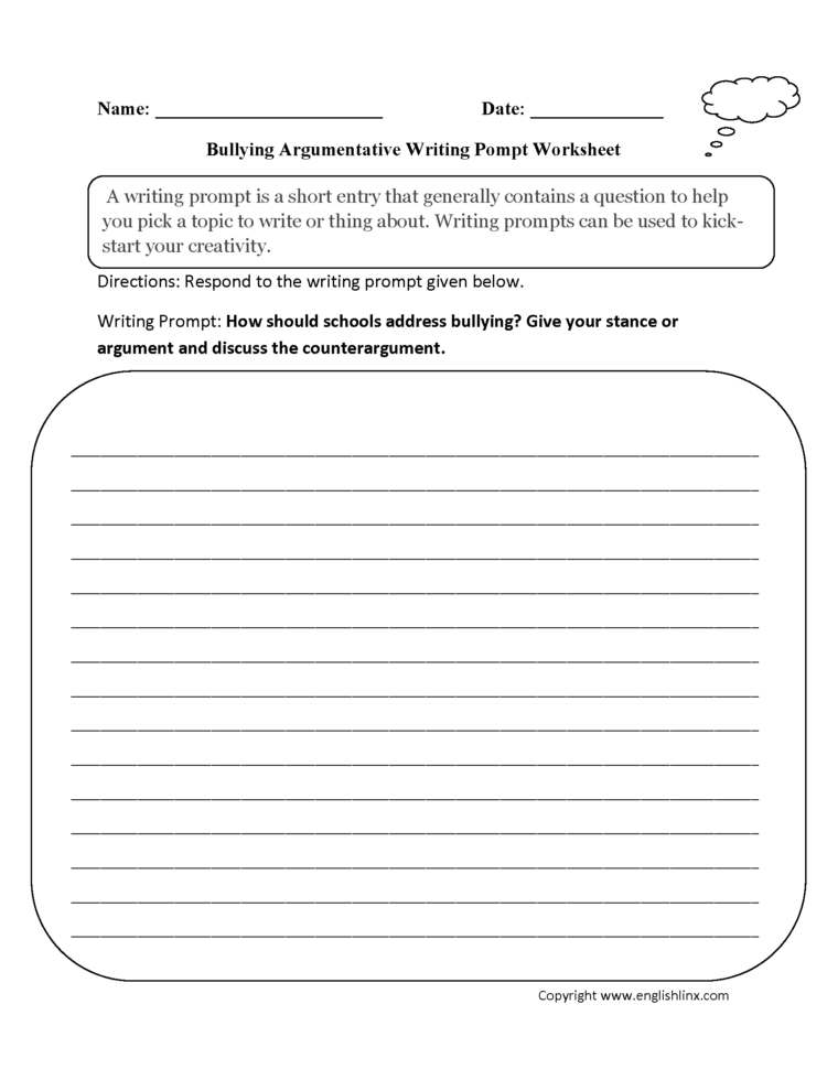 016 Bullying Argumentative Writing Prompts Worksheets Essay Example