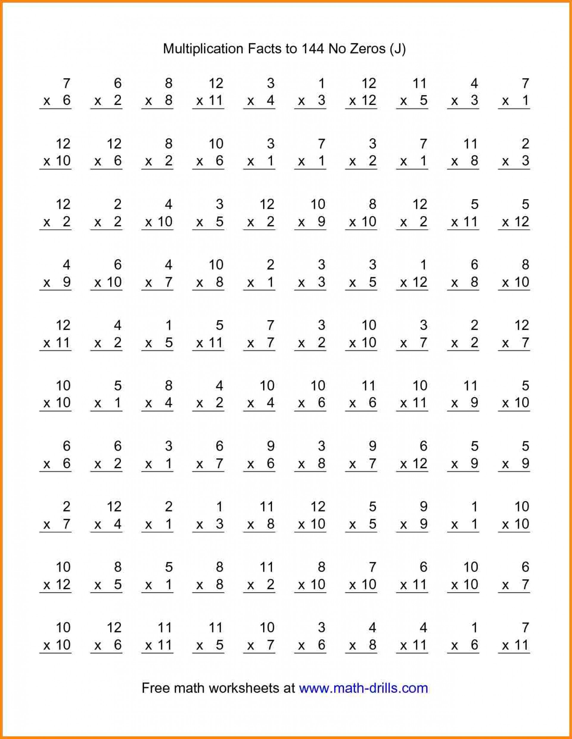Multiplication Worksheets 1 12 —