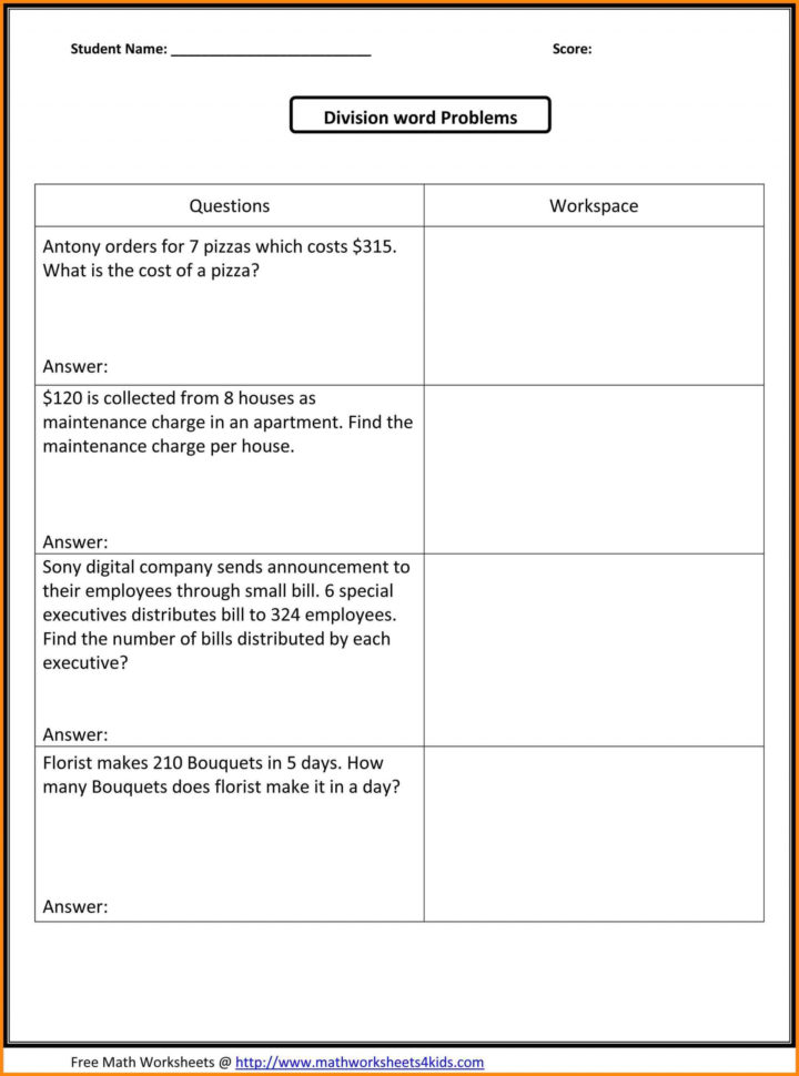 019 Division And Multiplication Word Problems Worksheets