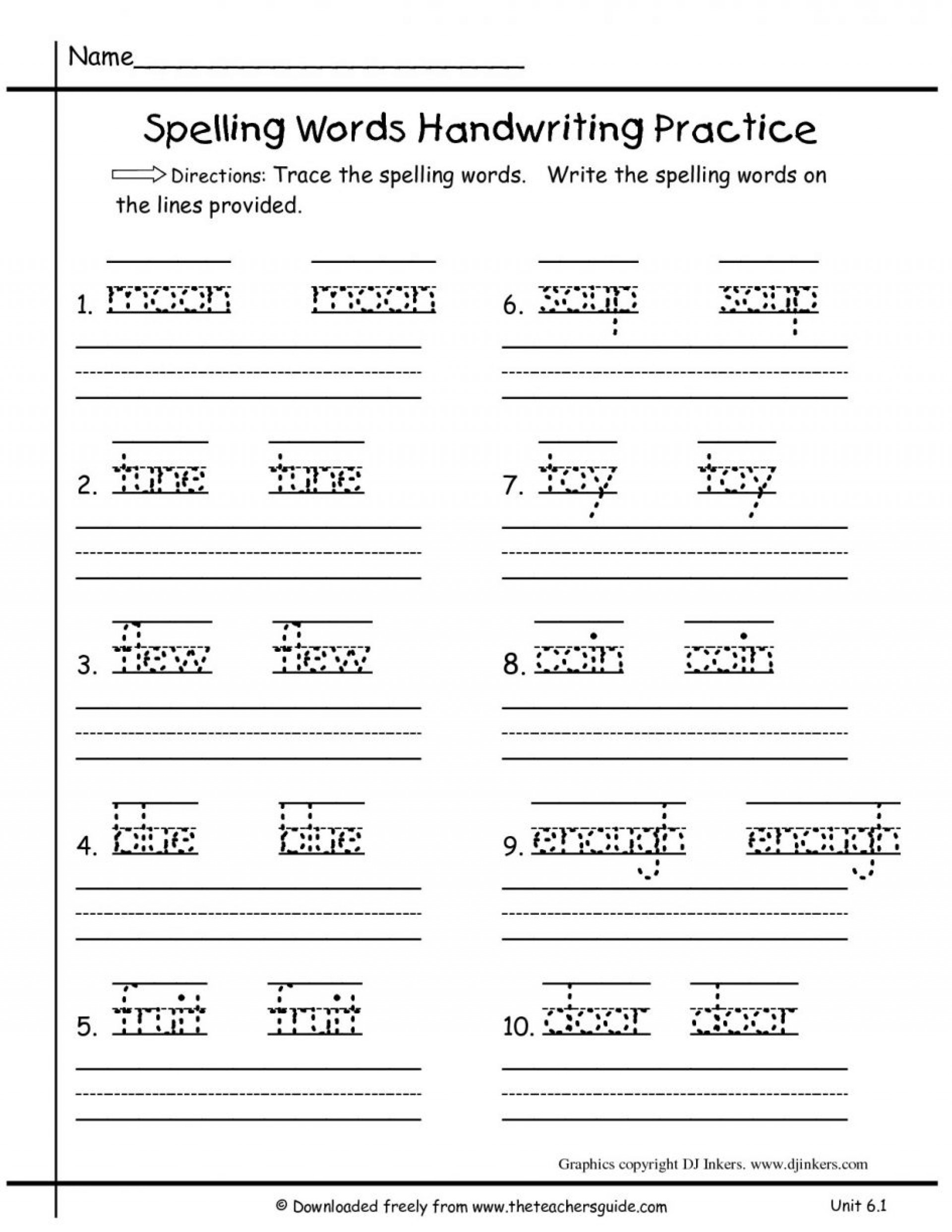019 Free Ft Grade Spelling Worksheets Writing Sheets For