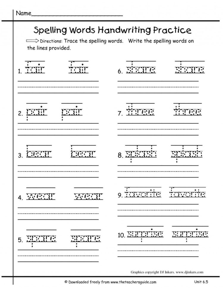 019 Free Ft Grade Spelling Worksheets Writing Sheets For