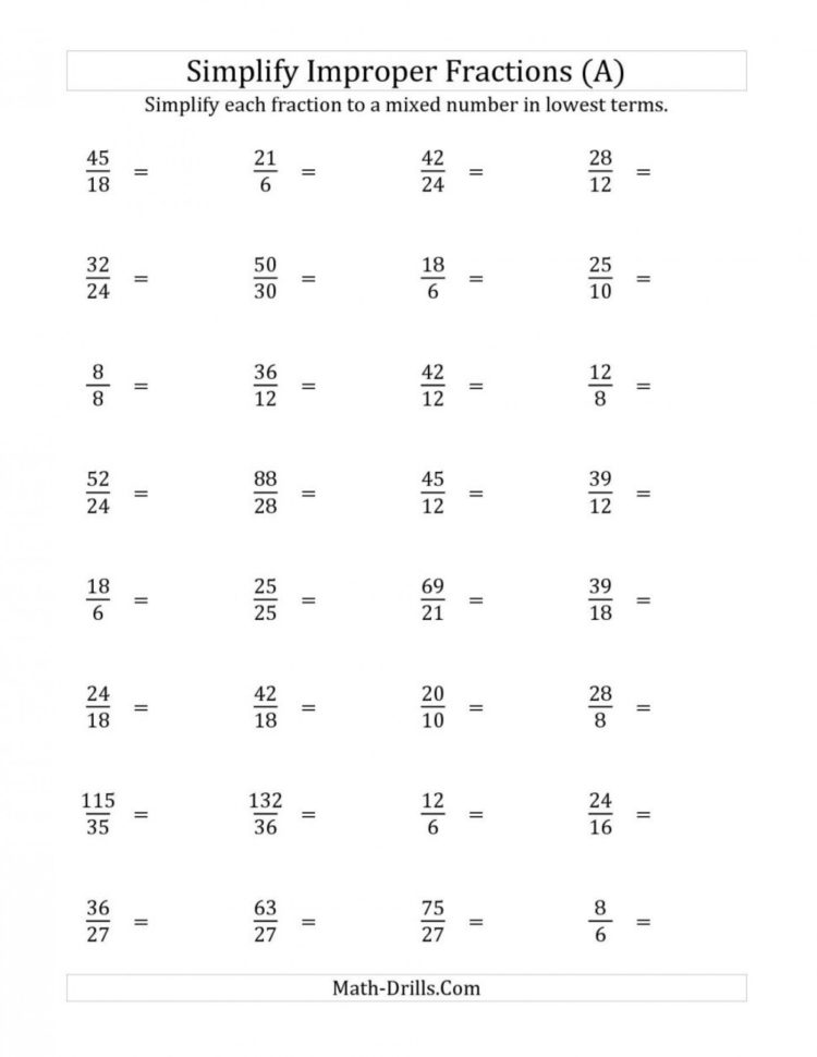 019 Printable Word Free Math Worksheets Fraction Problems