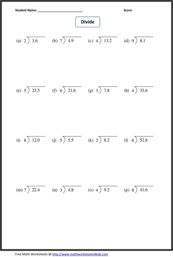Multiplying Decimals By Whole Numbers Worksheet