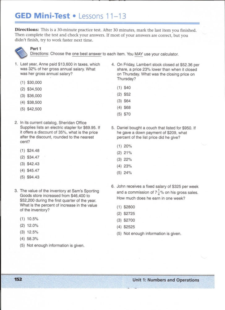 ged math worksheets