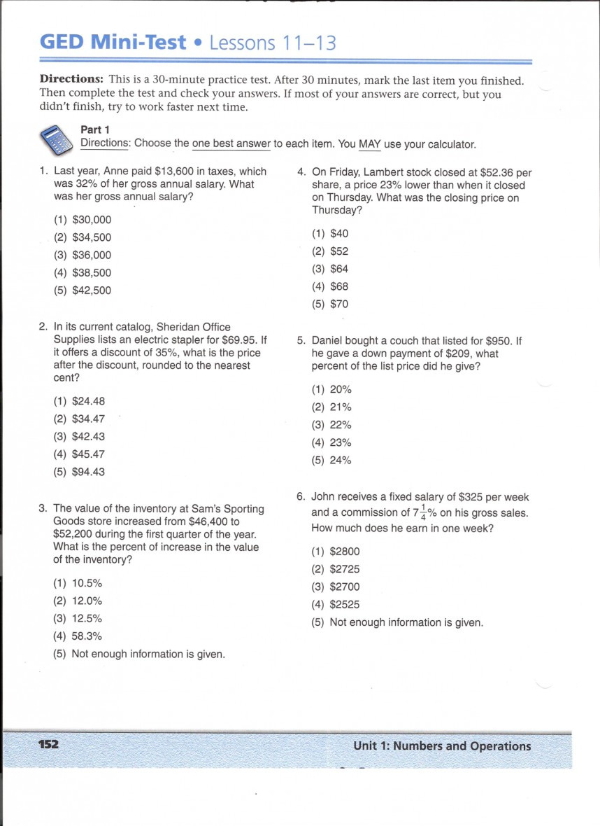 Pre Ged Math Worksheets Db excel