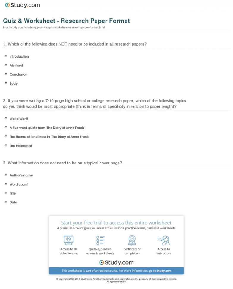 021 Research Paper Quiz Worksheet Format  Museumlegs