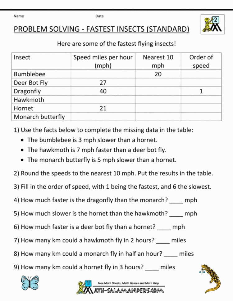 023 Printable Word Homeschool Math Worksheets Fastest Insects