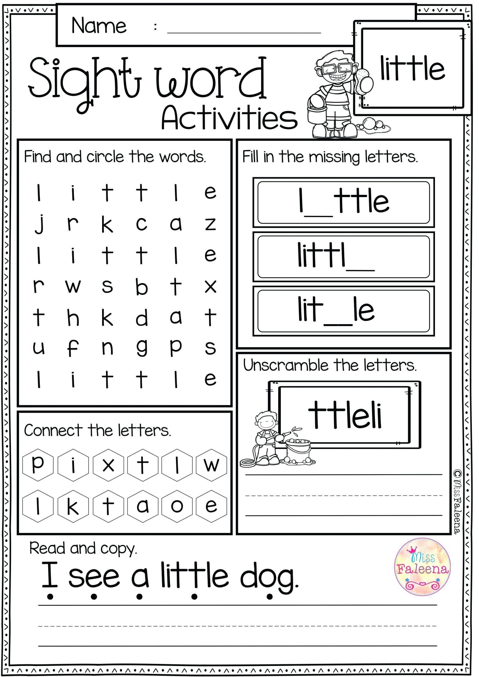 Pre K Sight Words Worksheets LatinWas