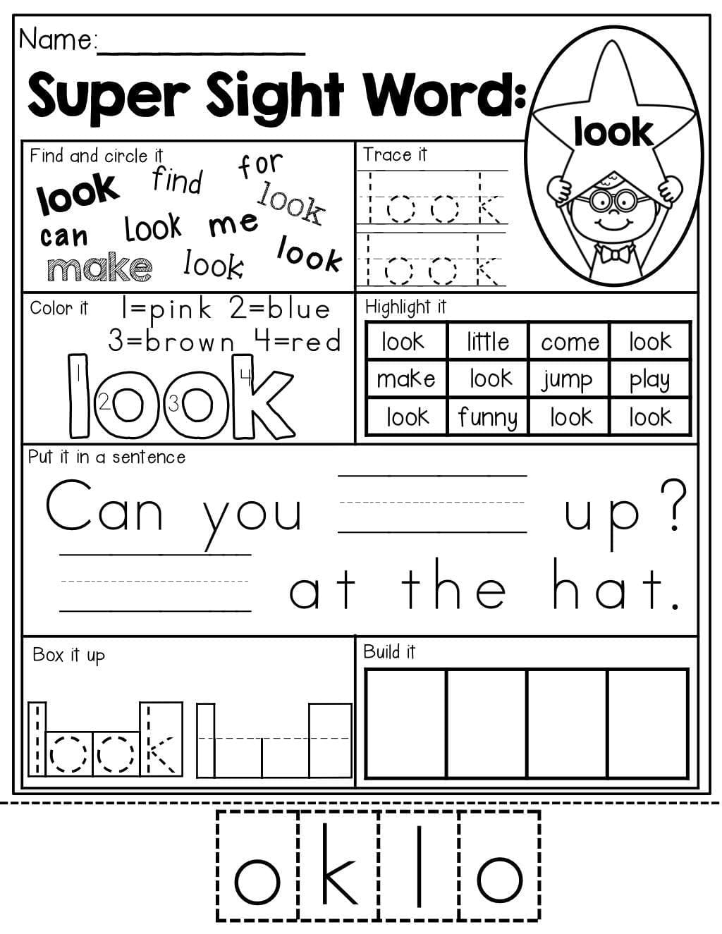 1st grade sight words worksheets