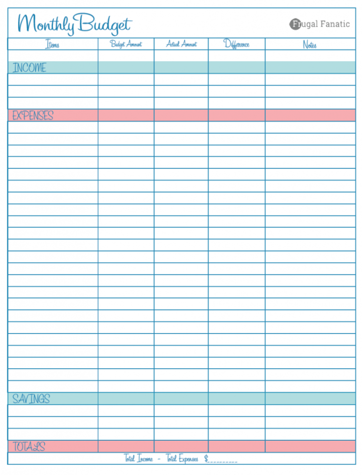 025 Blank Monthly Budget Worksheet Frugal Fanatic For