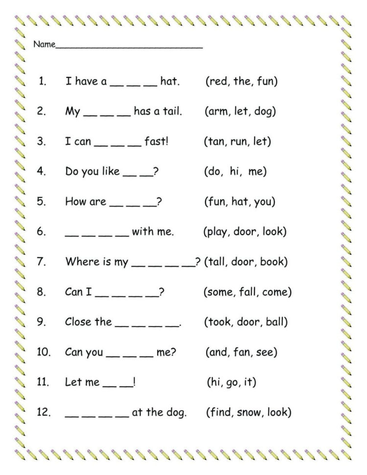 026 Printable Word Sight Words List Kindergarten Sentences
