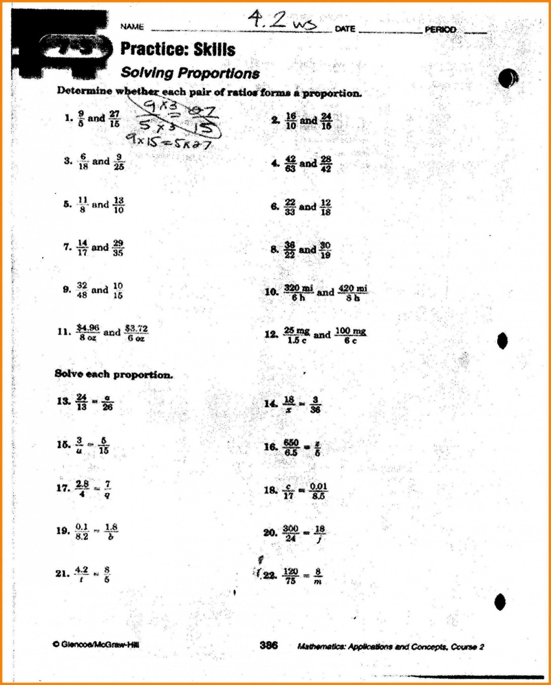 029 7Th Grade Math Proportions Worksheets Worksheet With