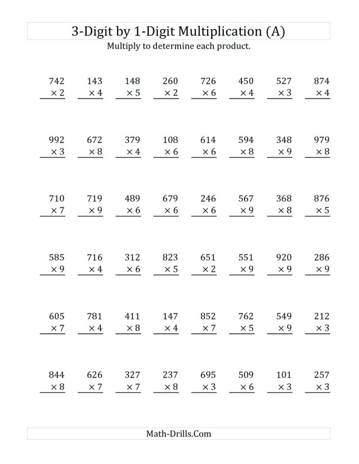 Multiplication Algorithm Worksheets Pdf