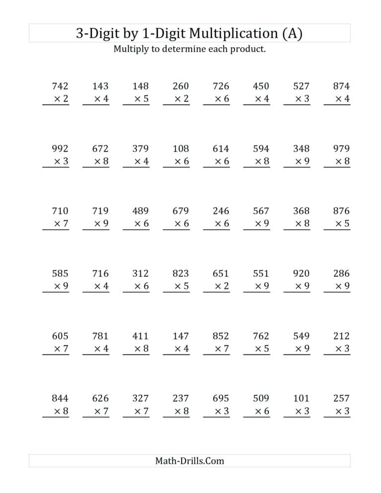 Formal Algorithm Multiplication Worksheets