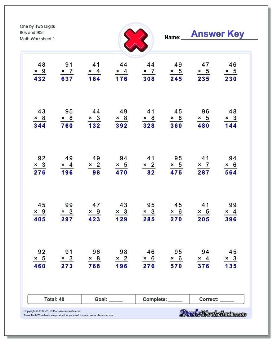 030 Worksheet Standard Algorithm Multiplication Worksheets