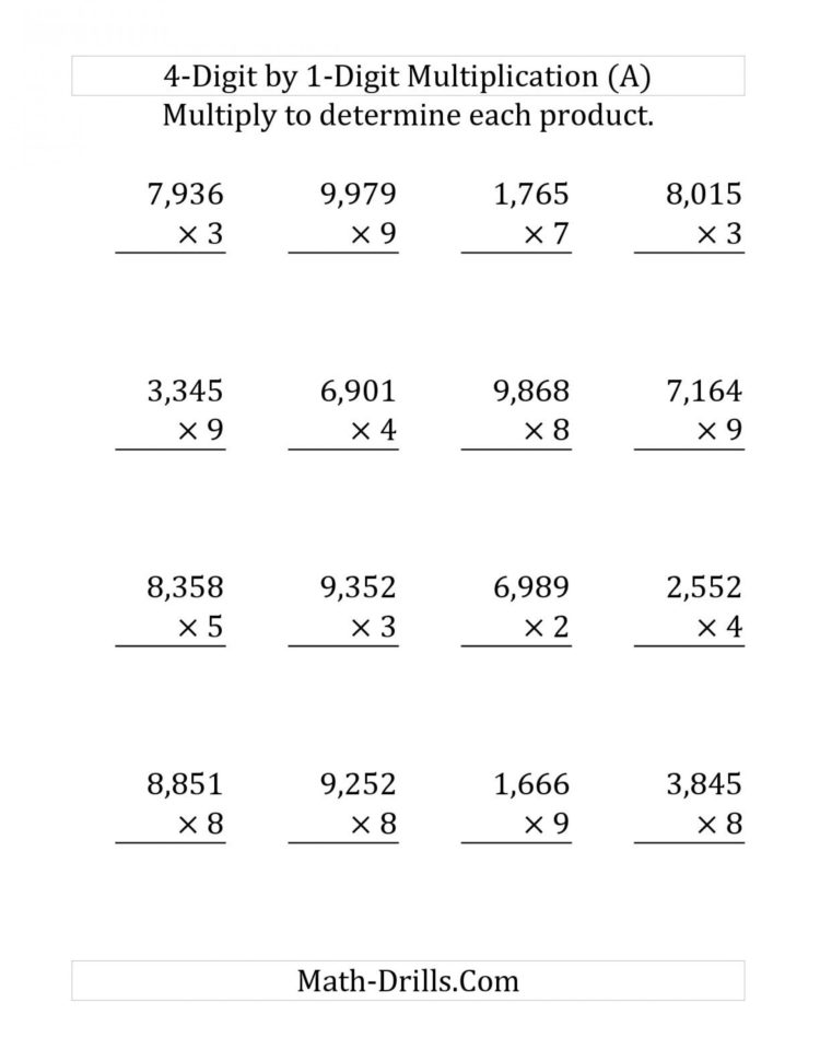 033 Digitmultiplication Worksheets 667524 Printable Word