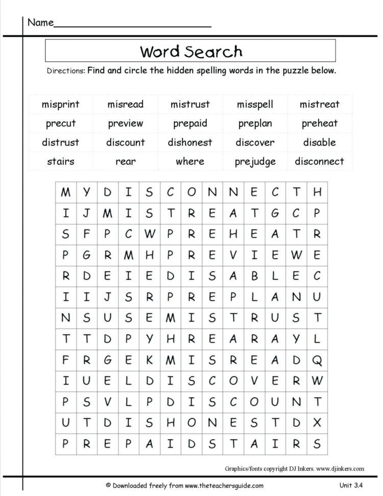 038 Kindergarten Word Search Math Grade Worksheets Sheets Puzzle