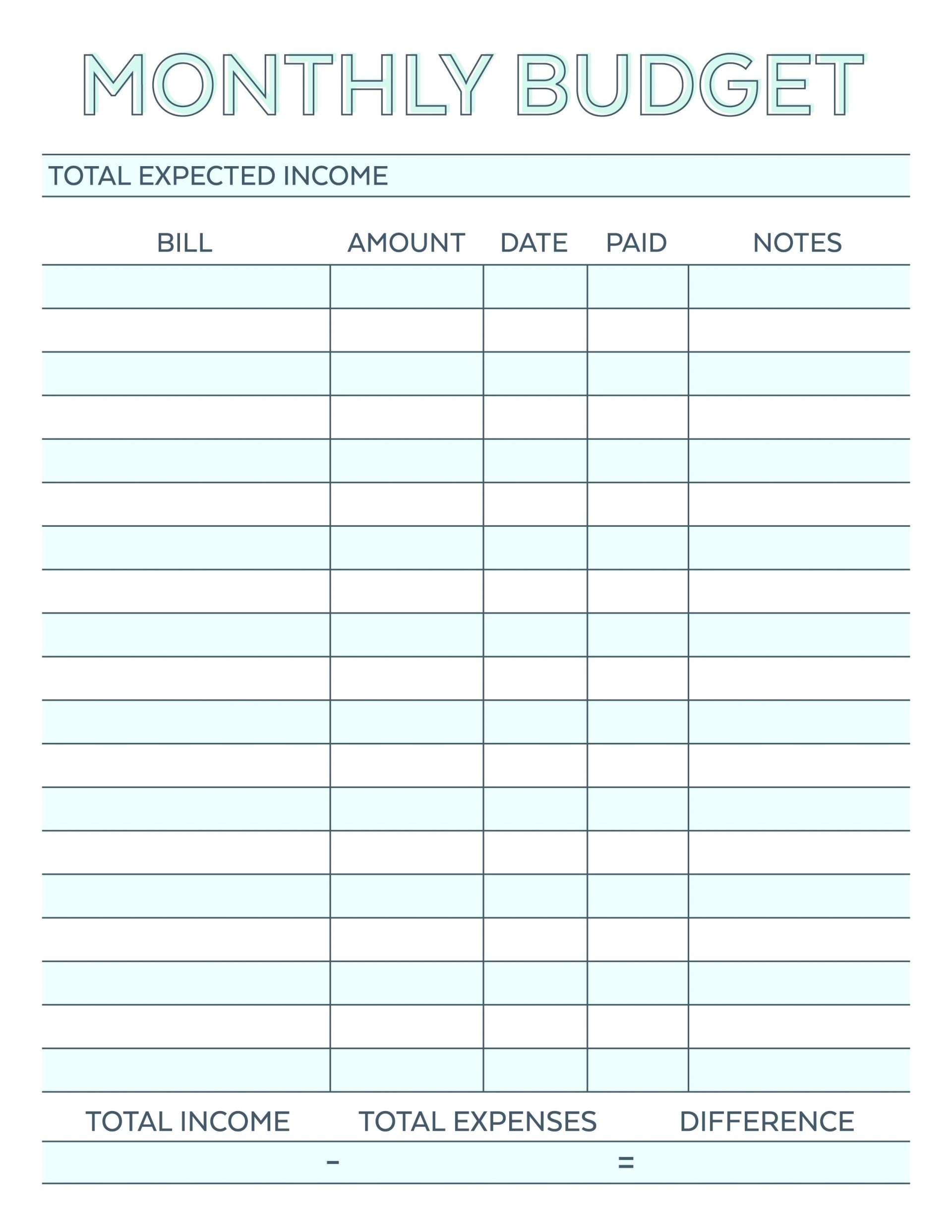 monthly household budget worksheet excel
