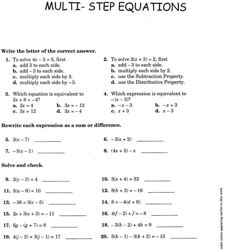 Creating Equations From Word Problems Worksheets