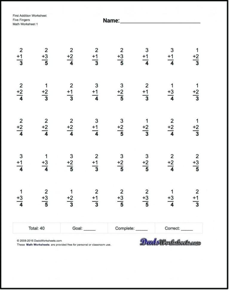 040 Worksheet Math Worksheets Kindergarten Addition Games