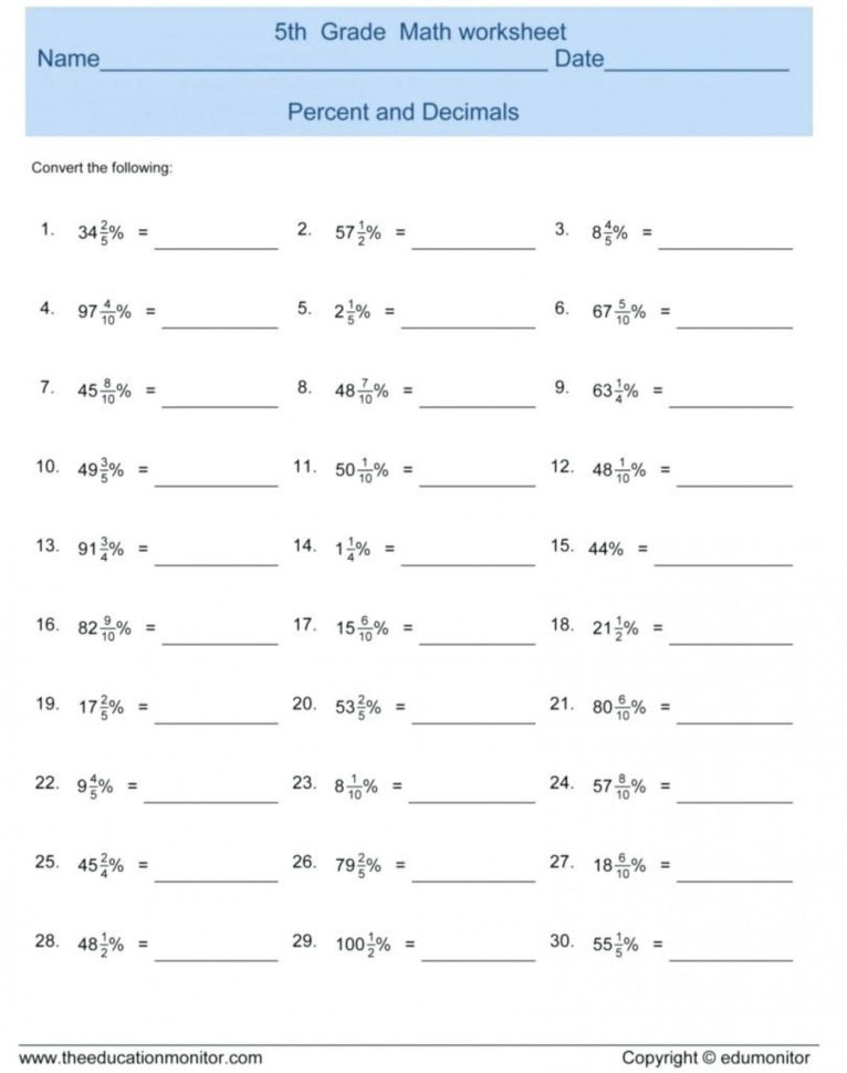 042 Fraction Percent To Decimal Math Decimals As Fractions