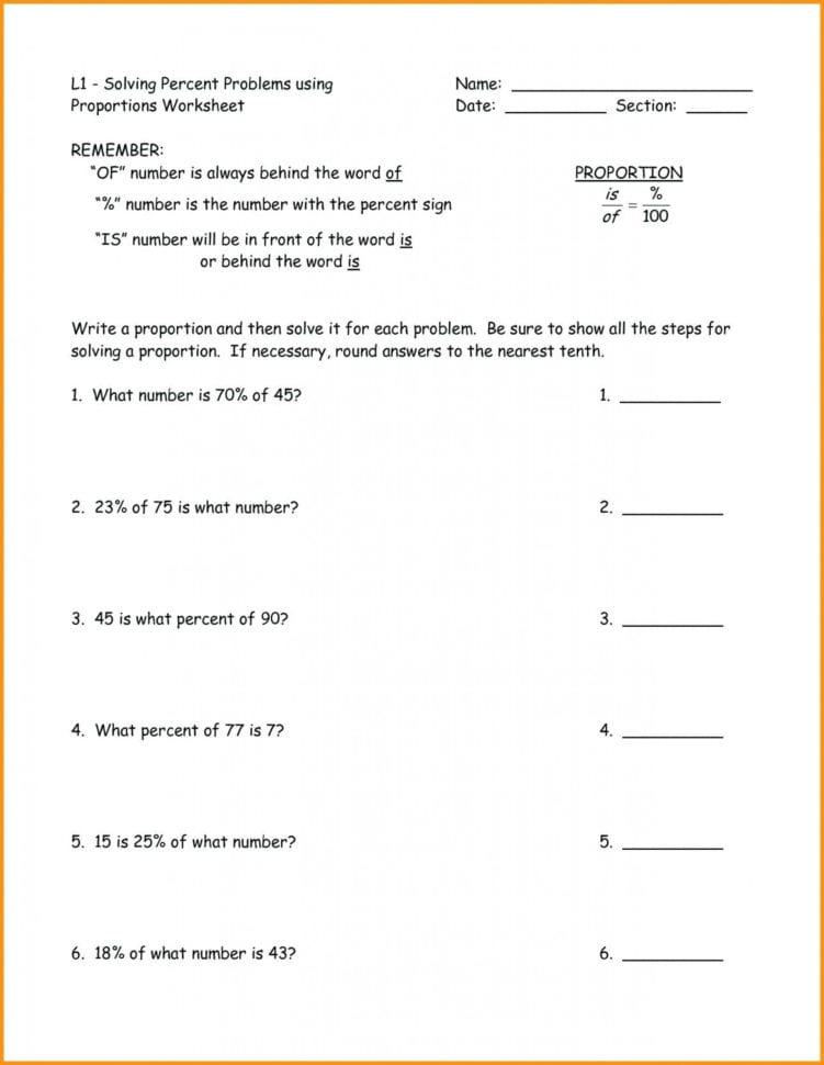 043 Percent Word Problems Printable Problemth Worksheet With Db excel