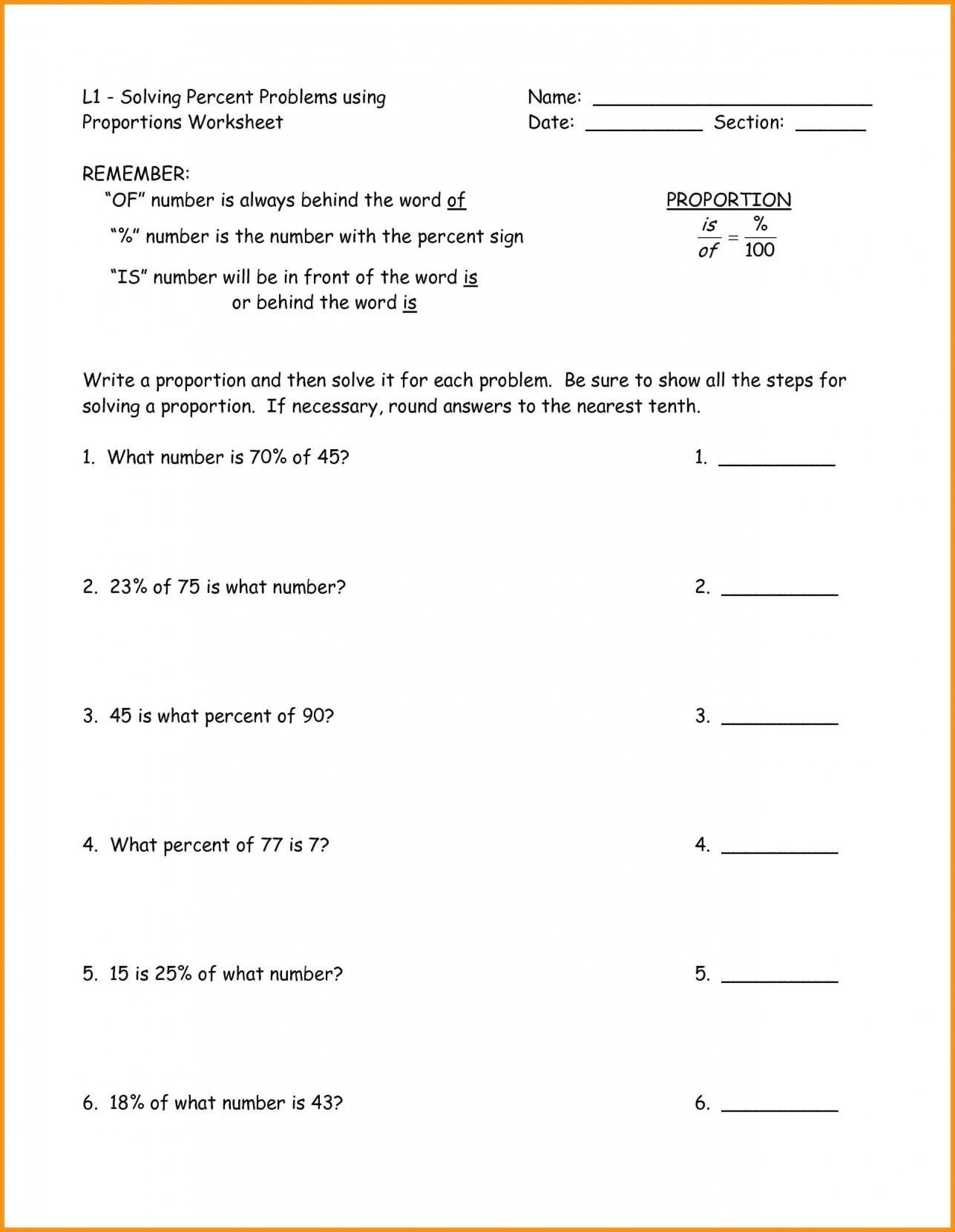 problem solving percentages worksheet