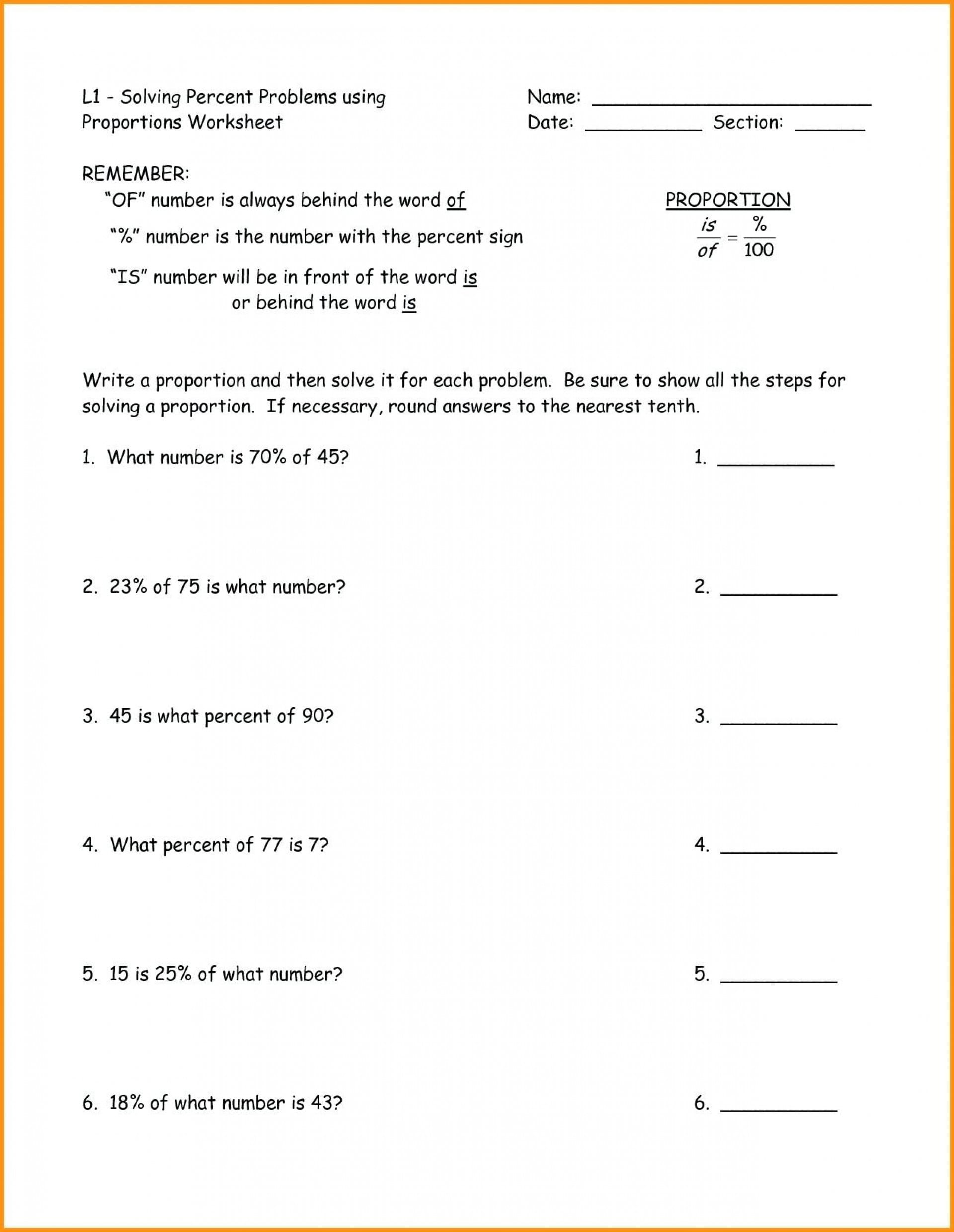 043 Percent Word Problems Printable Problemth Worksheet With Db excel