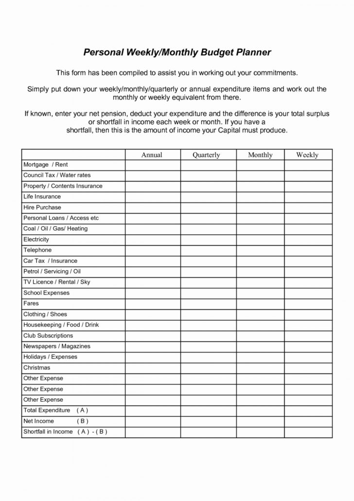 Best Budget Worksheet