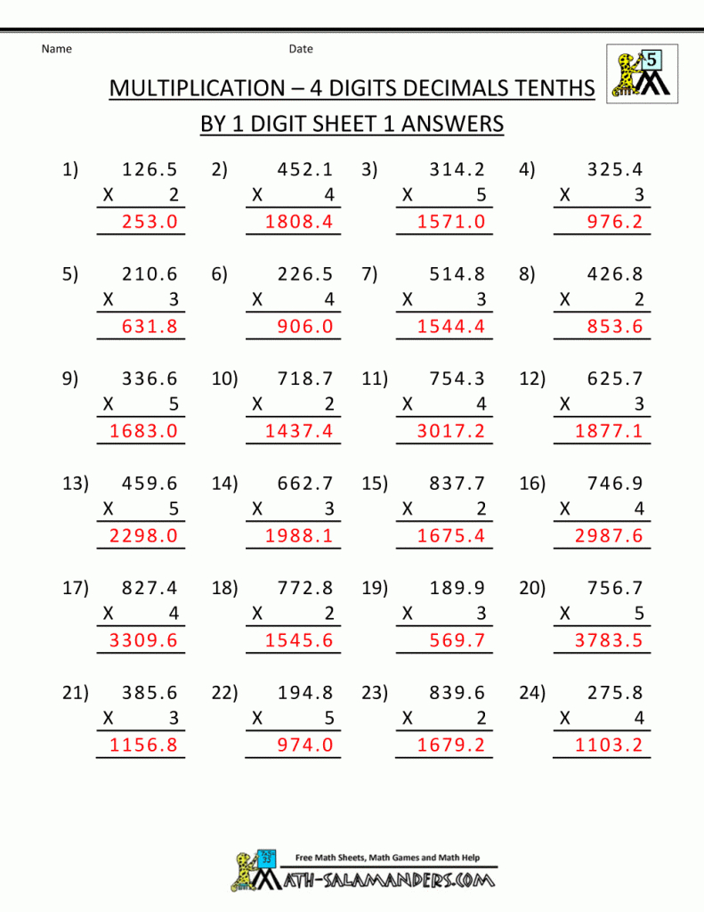 044 Whole Numbers And Decimals Worksheets Kindergarten