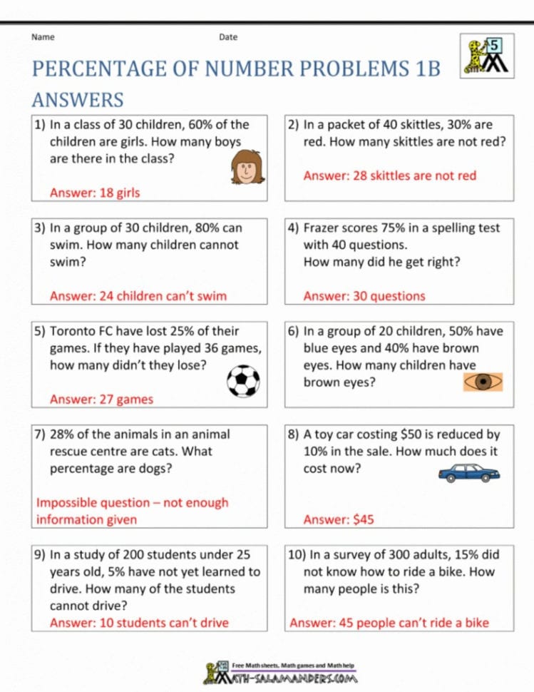049 Sixth Grade Math Word Problems Printable F And Lcm