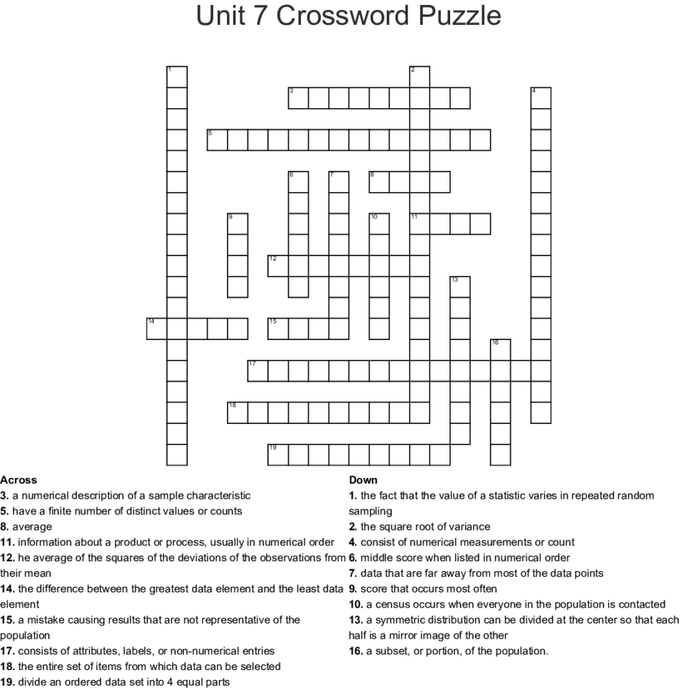 06  Standard Deviation And The Normal Model Crossword