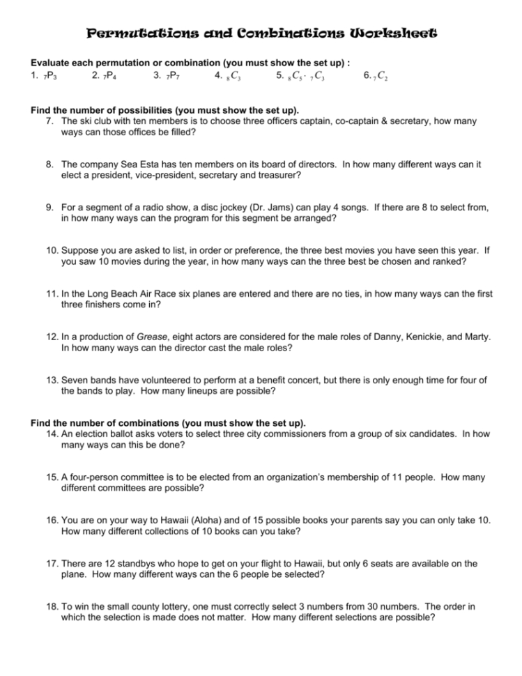 lesson 6 problem solving practice permutations answer key