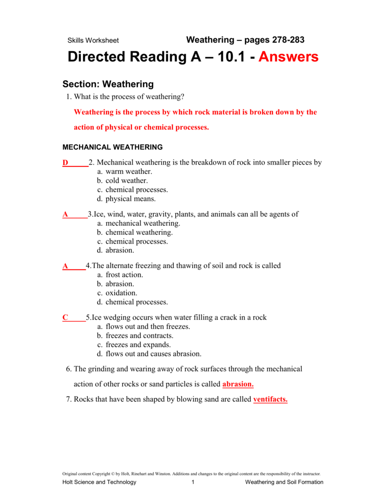 10 1 Directed Reading Answer Key