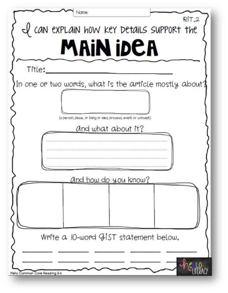 10 Attractive Main Idea And Details Worksheets 2019