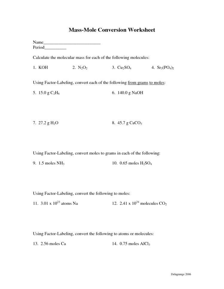 10 Best Images Of Moles And Mass Worksheet Answers Moles