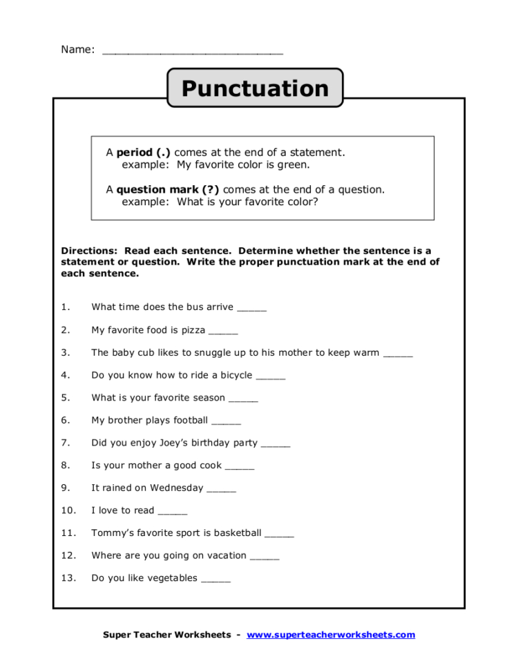 10 Punctuation Worksheet In Pdf — db-excel.com