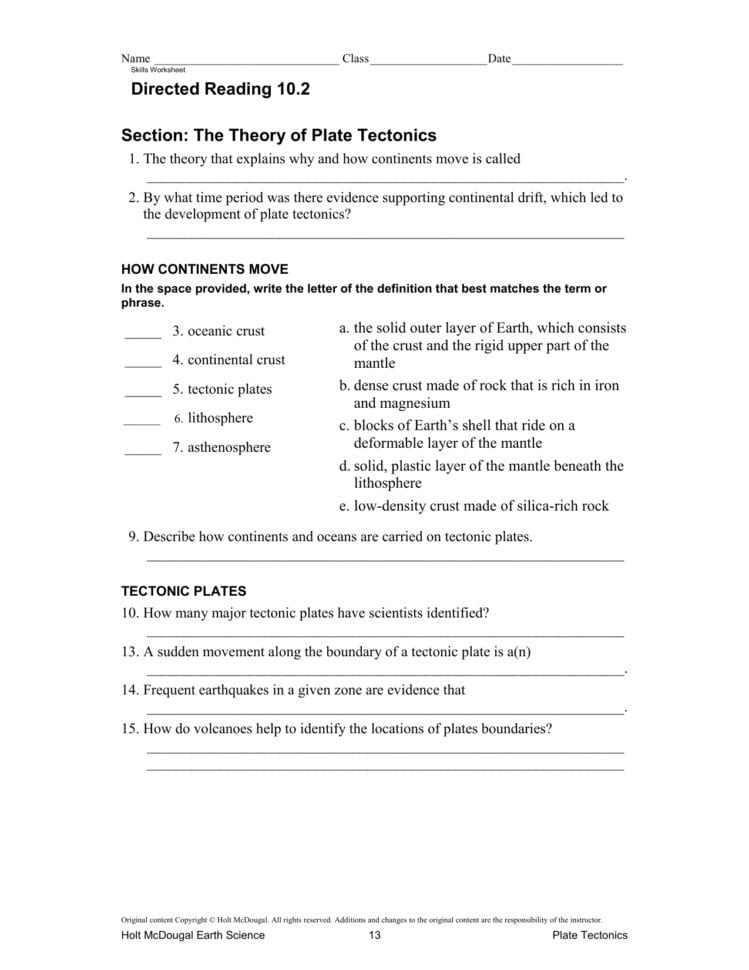102 Dir Reading Plate Tectonics