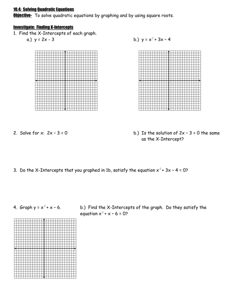 104 Solving Quadratic Equations