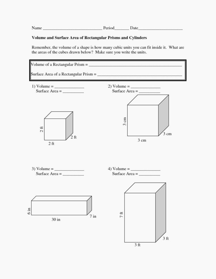 11 2 Surface Areas Of Prisms And Cylinders Worksheet Answers