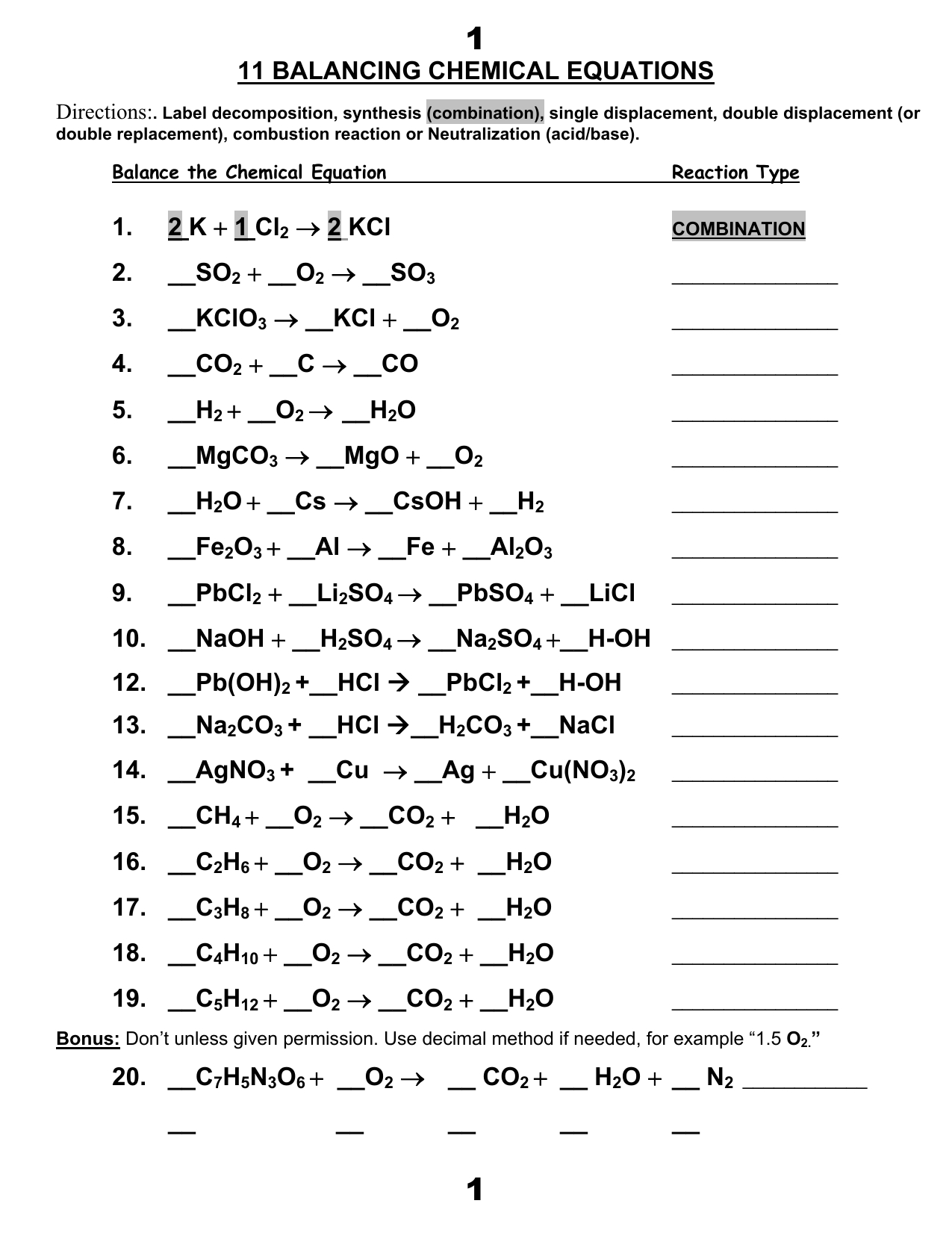 Chemical Formula Worksheet Answers