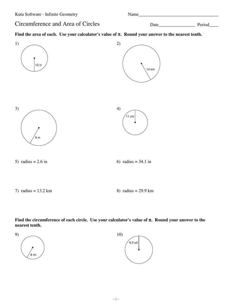 11Circumference And Area Of Circles