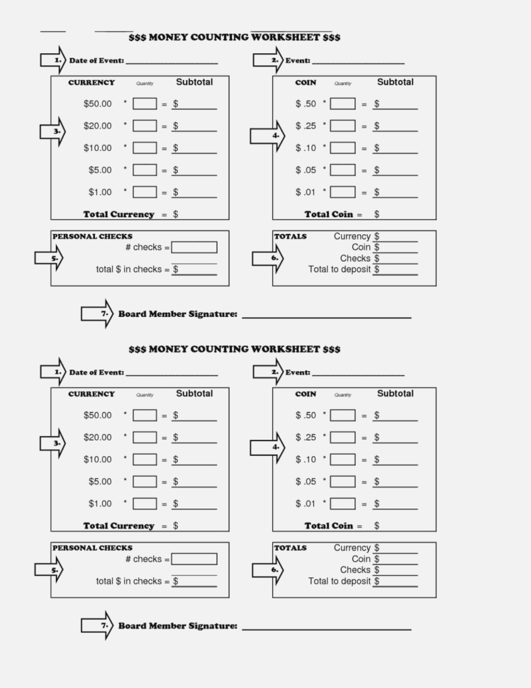 12 Best Images Of Cash Count Worksheet – Cash Register Count