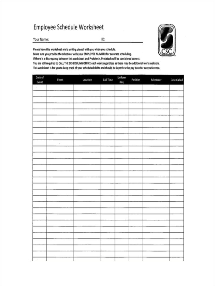 12 Employee Schedule  Samples