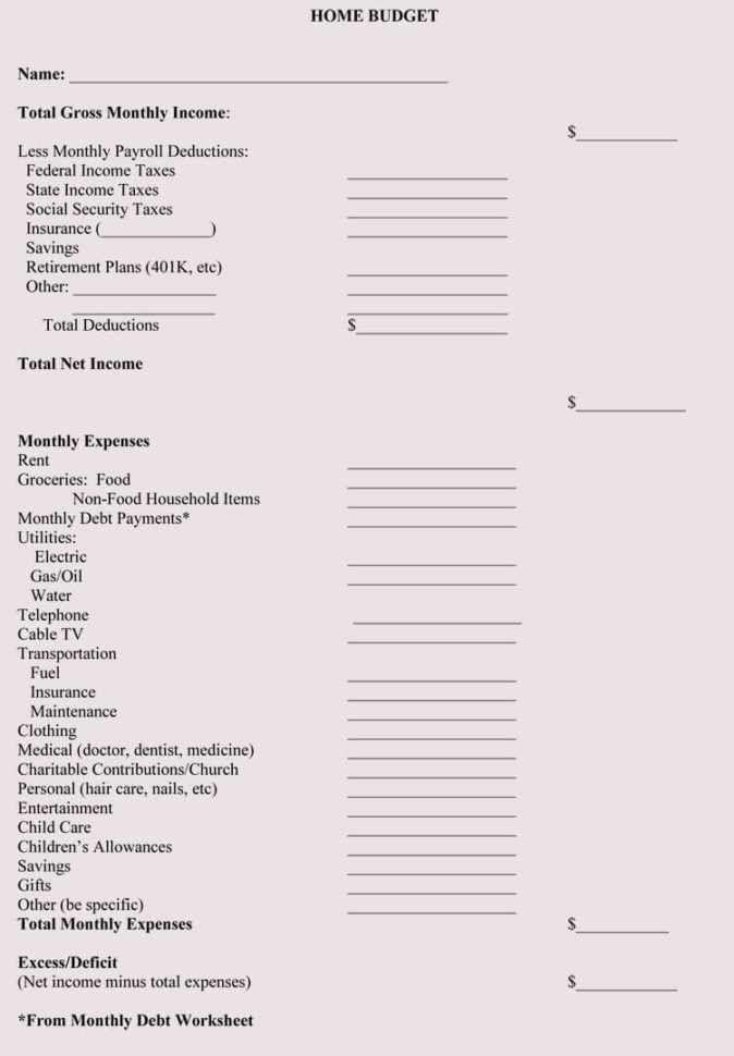 12 Household Budget Worksheet S Excel  Easy Budgets
