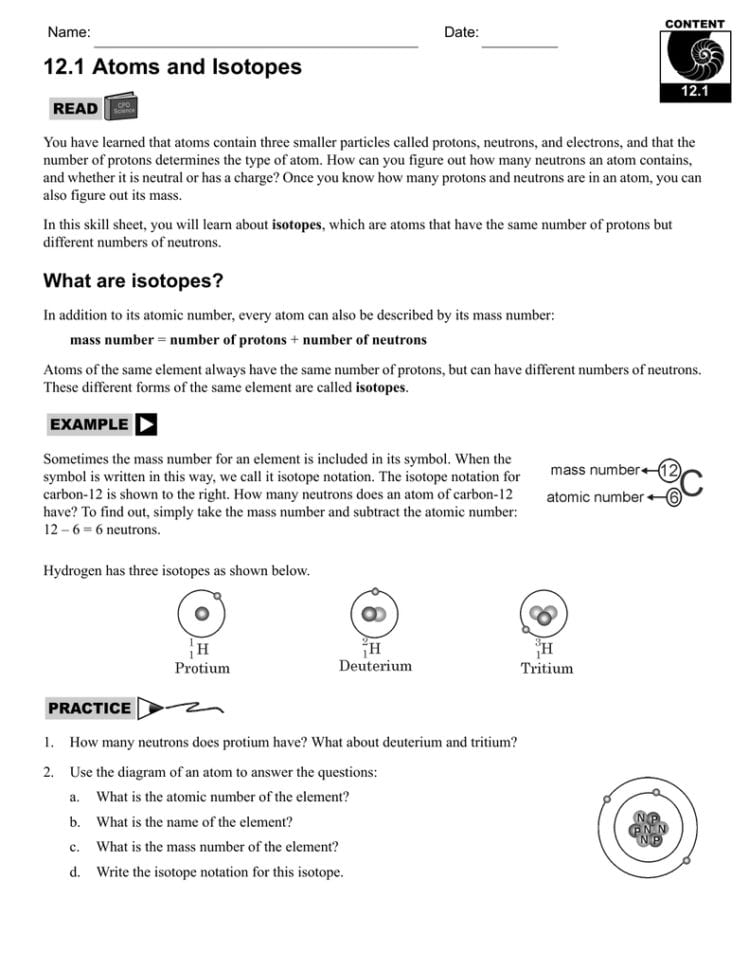 121 Atoms And Isotopes